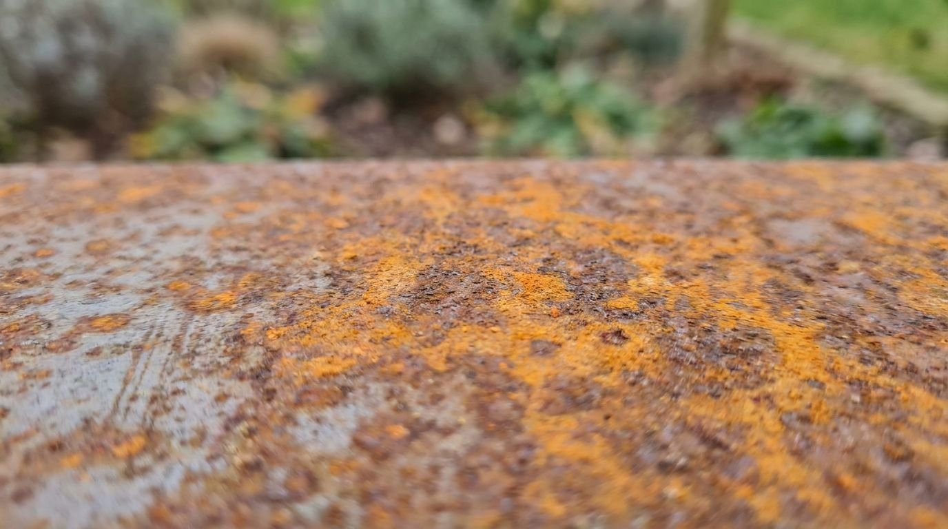 Cortenstahl Hochbeet: frisch angerostetes Blech mit ungleichmäßig orangefarbener Oberfläche im Detail Cortenstahl Hochbeet: frisch angerostetes Blech mit ungleichmäßig orangefarbener Oberfläche im Detail